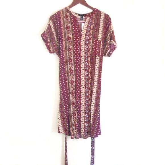 F21 Belted Patterned Shift Dress - Picture 2 of 7